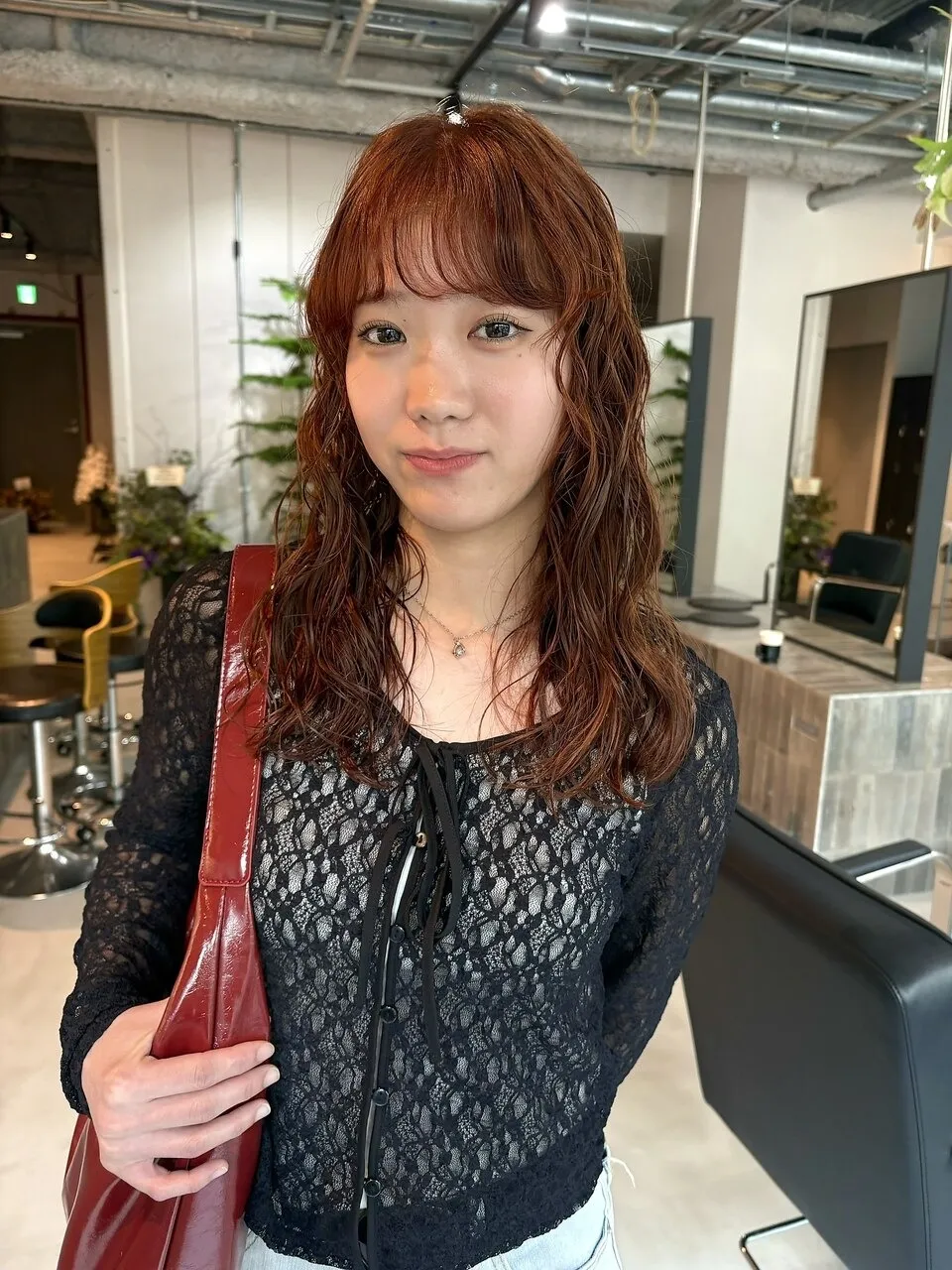 ブリーチなしで育てる！オレンジブラウンカラー×パーマヘア